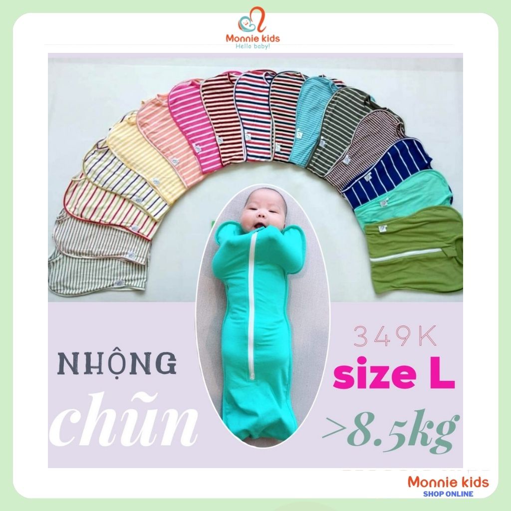 Quấn nhộng chũn cho bé COCOON size S/M/L, quấn nhộng ngủ cotton thoáng mát - Monnie Kids