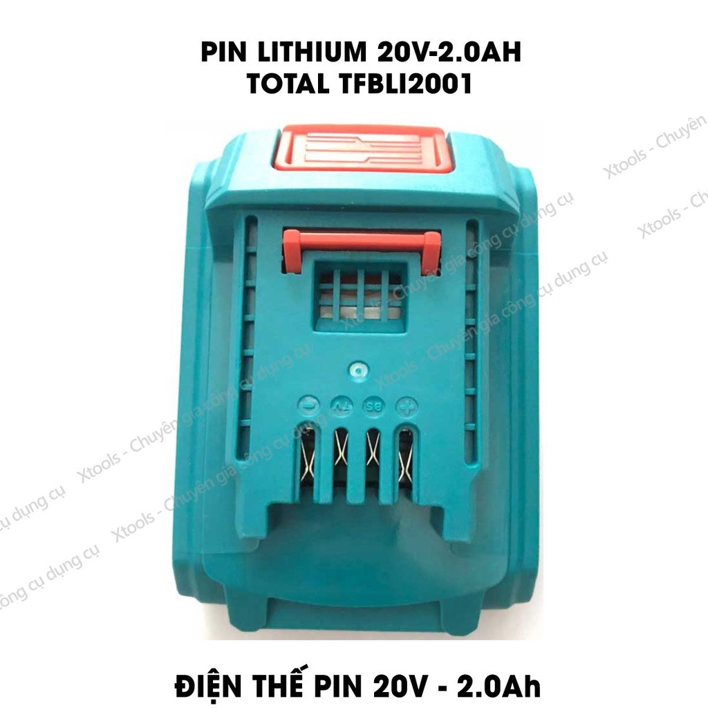 Pin sạc 20V TOTAL TFBLI20011, Pin Lithium dùng được cho các dòng máy 20V của INGCO - TOTAL, cục pin sạc 20V