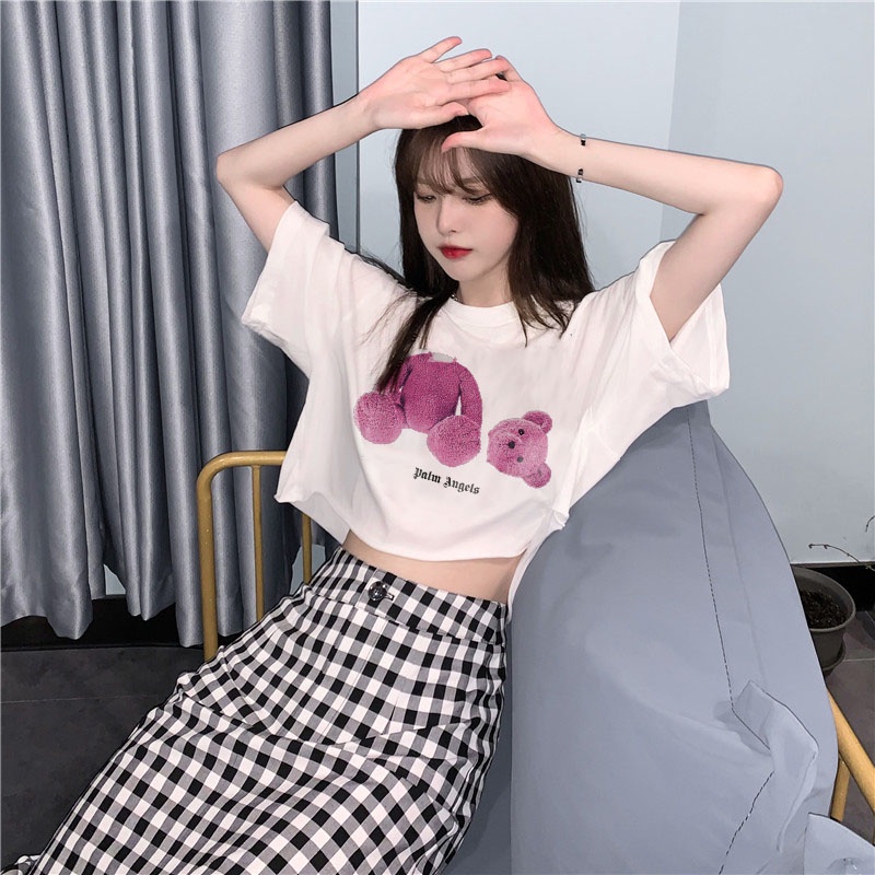 Áo croptop nữ tay ngắn cổ tròn vải thun cotton kiểu hàn quốc CR013 Miucho in hình hoạ tiết | BigBuy360 - bigbuy360.vn