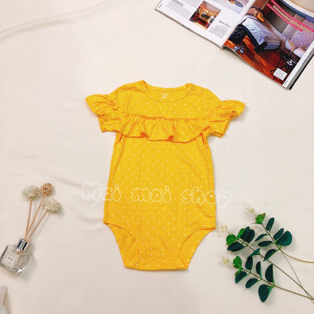 (18-24M chọn màu- gái) Body chip TAY NGẮN, CÁNH TIÊN, BA LỖ xuất dư cổ tròn, cổ đáp vai cho bé gái- Bộ liền thân cho bé