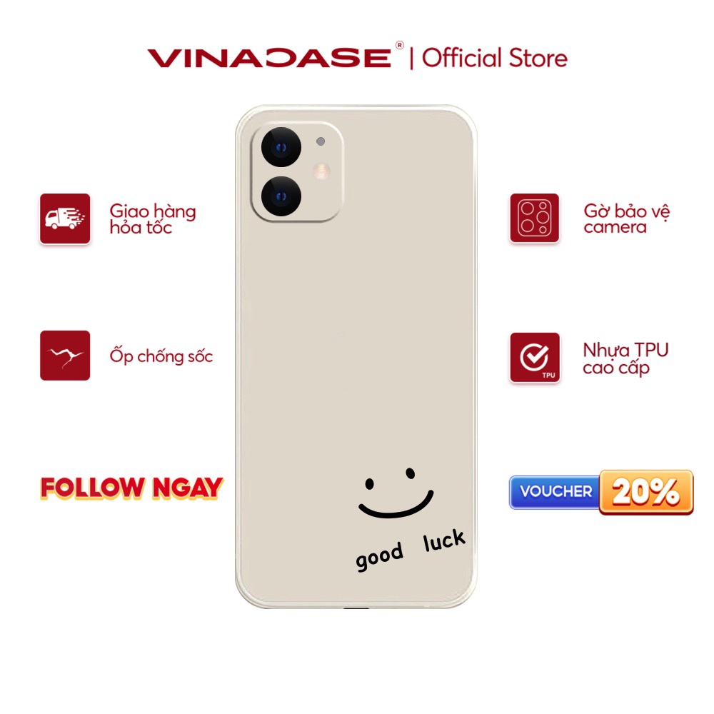Ốp lưng Vina Case Iphone 6S/6 Plus/7G/8G/X/Xs/11/12/....dẻo cạnh vuông bảo vệ camera hình Good Luck