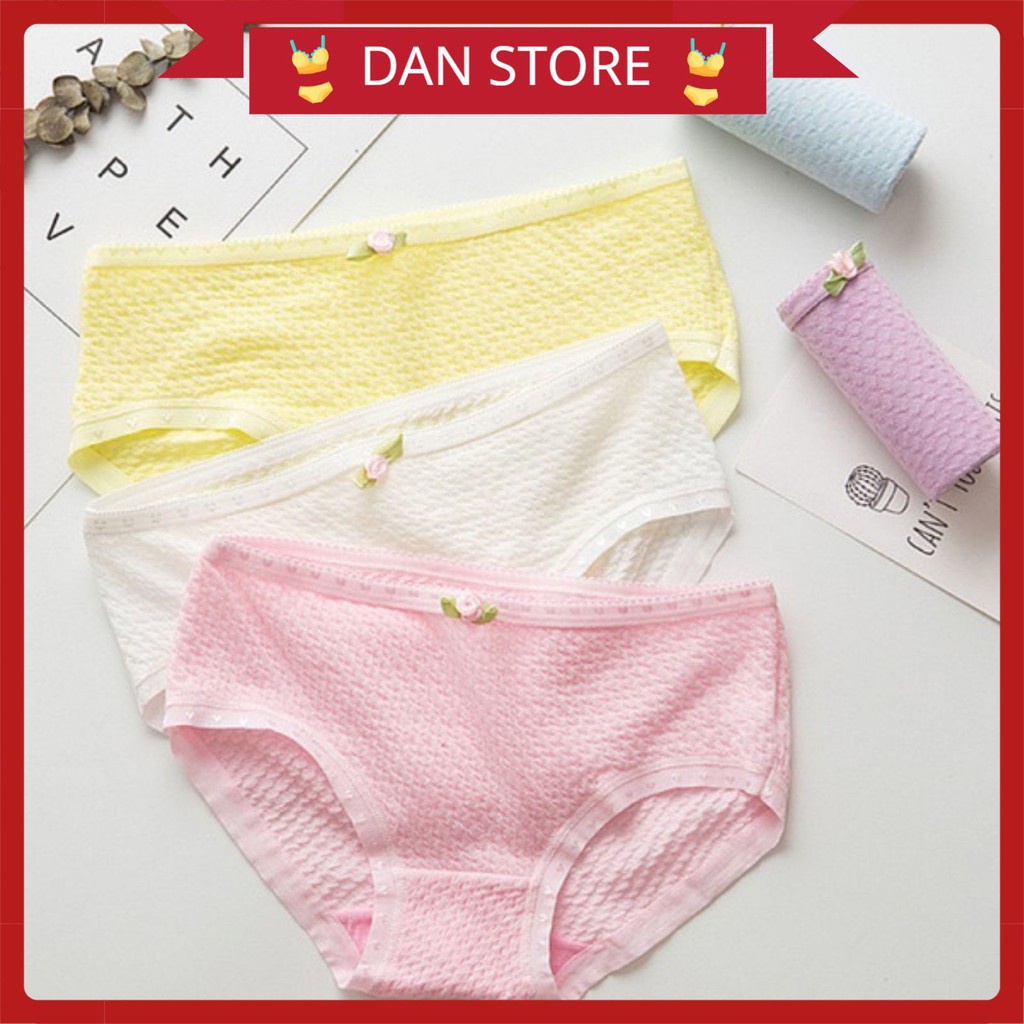 Quần Lót Nữ - Quần Lót Nữ Cotton thông hơi thoáng mát đính nơ đáng yêu quyến rũ DAN STORE MÃ 9040