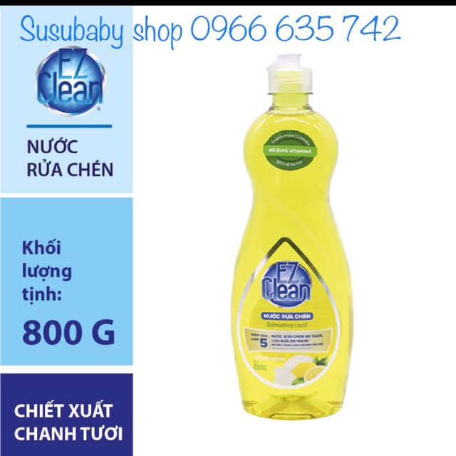 Nước Rửa Chén Không Màu EZ Clean Hương Chanh (800g)