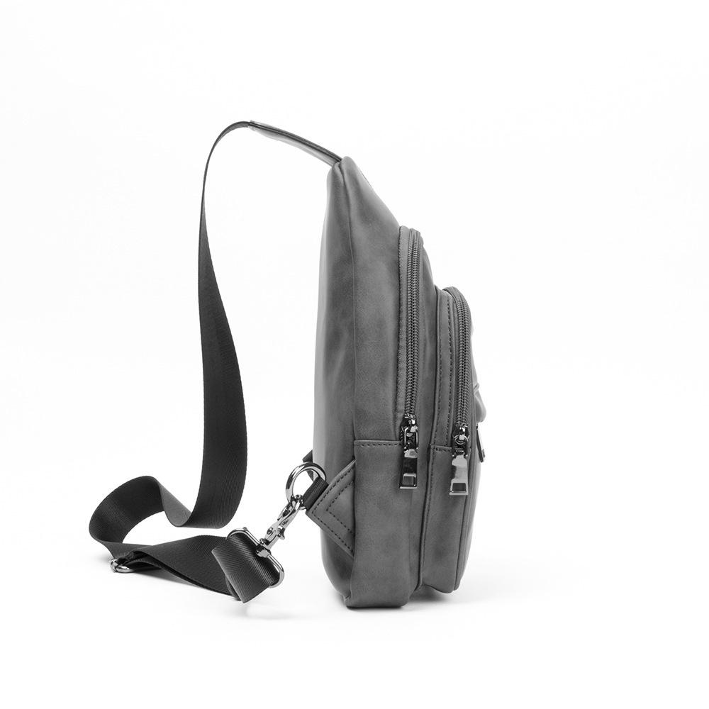 ★ TÚI ĐEO CHÉO DẠNG ĐỨNG DA PU DÀY DẶN MÀU XÁM XI MĂNG THỜI TRANG NAM NỮ UNISEX ( 28 x 15 x 4cm )
