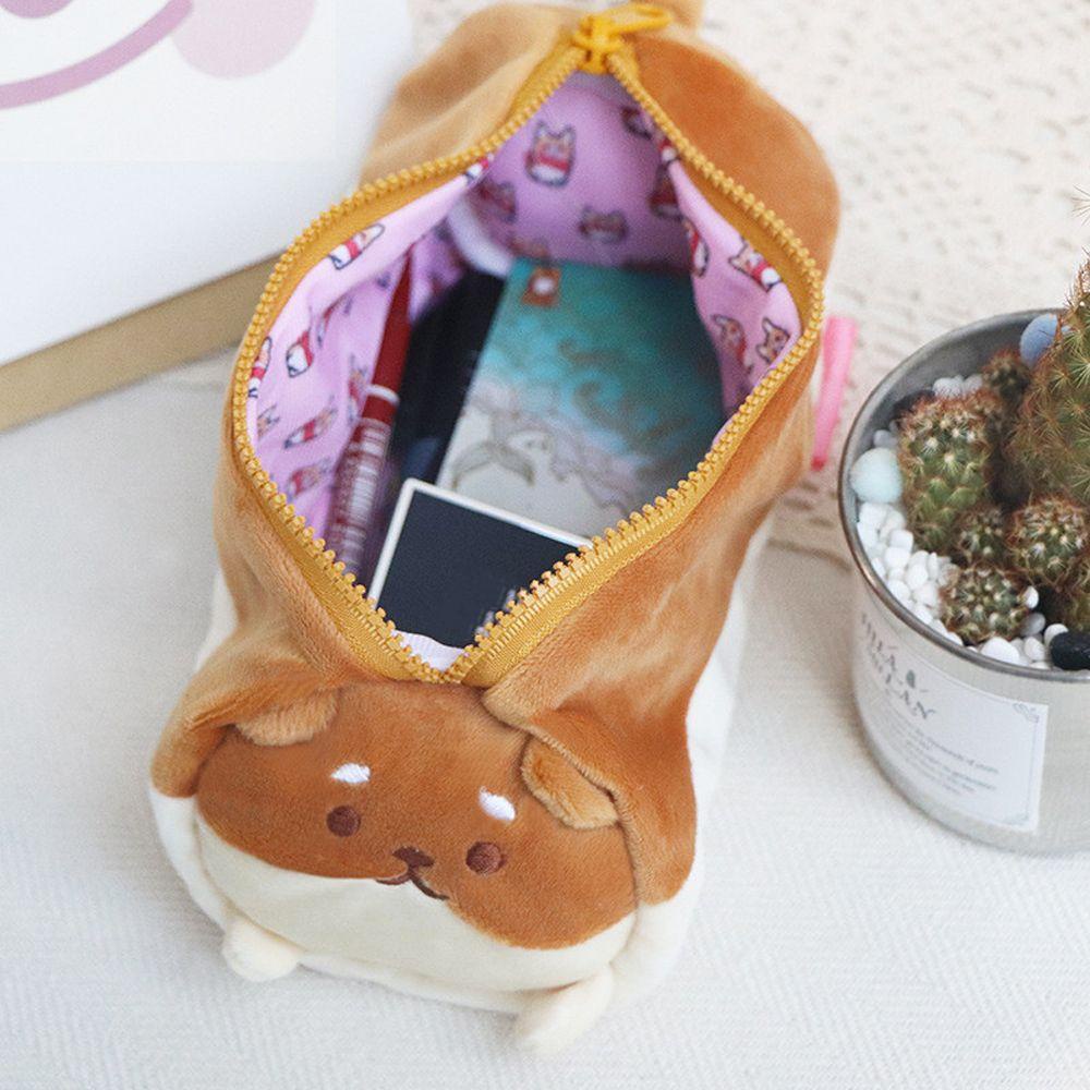 Túi Đựng Bút Hình Chú Chó Shiba Nhồi Bông Cỡ Lớn Dễ Thương Cho Học Sinh
