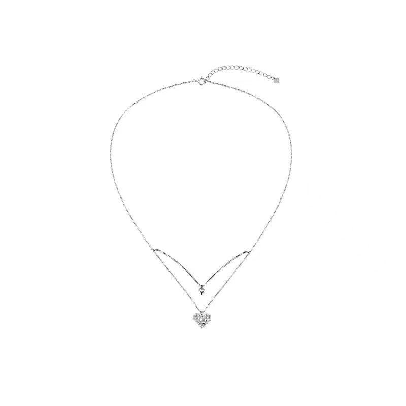 Vòng cổ choker IF YOU hai lớp mặt hình trái tim thời trang Hàn Quốc dành cho nữ