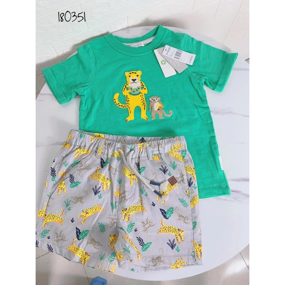 Bộ cotton purebaby xanh hổ ❤️ FREESHIP ❤️ Bộ cotton purebaby xanh hổ cho bé