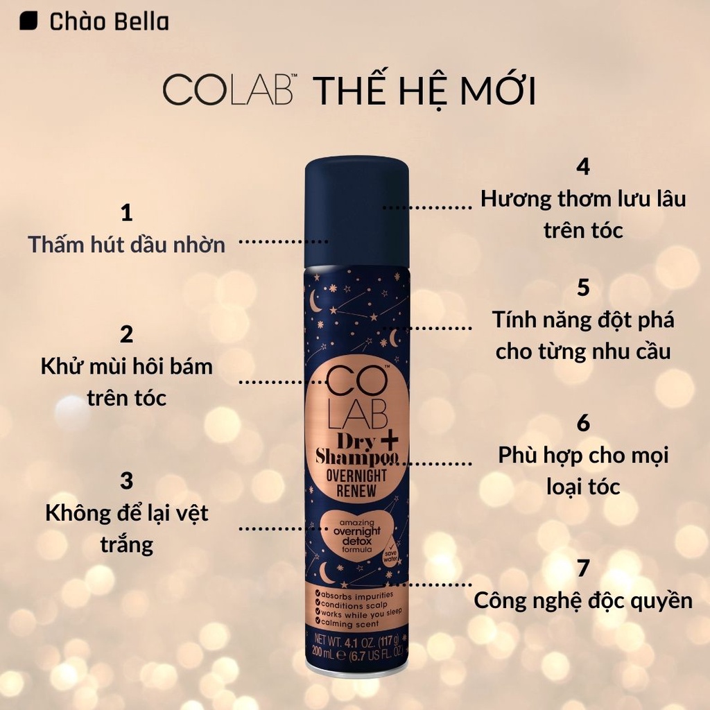 Combo Dầu Gội Khô Colab Plus | Chống Tia UV, Vô Hiệu Hoá Mùi Hôi - Phục Hồi Tóc Qua Đêm - Tạo Phồng Gấp 5 Lần (200ml)