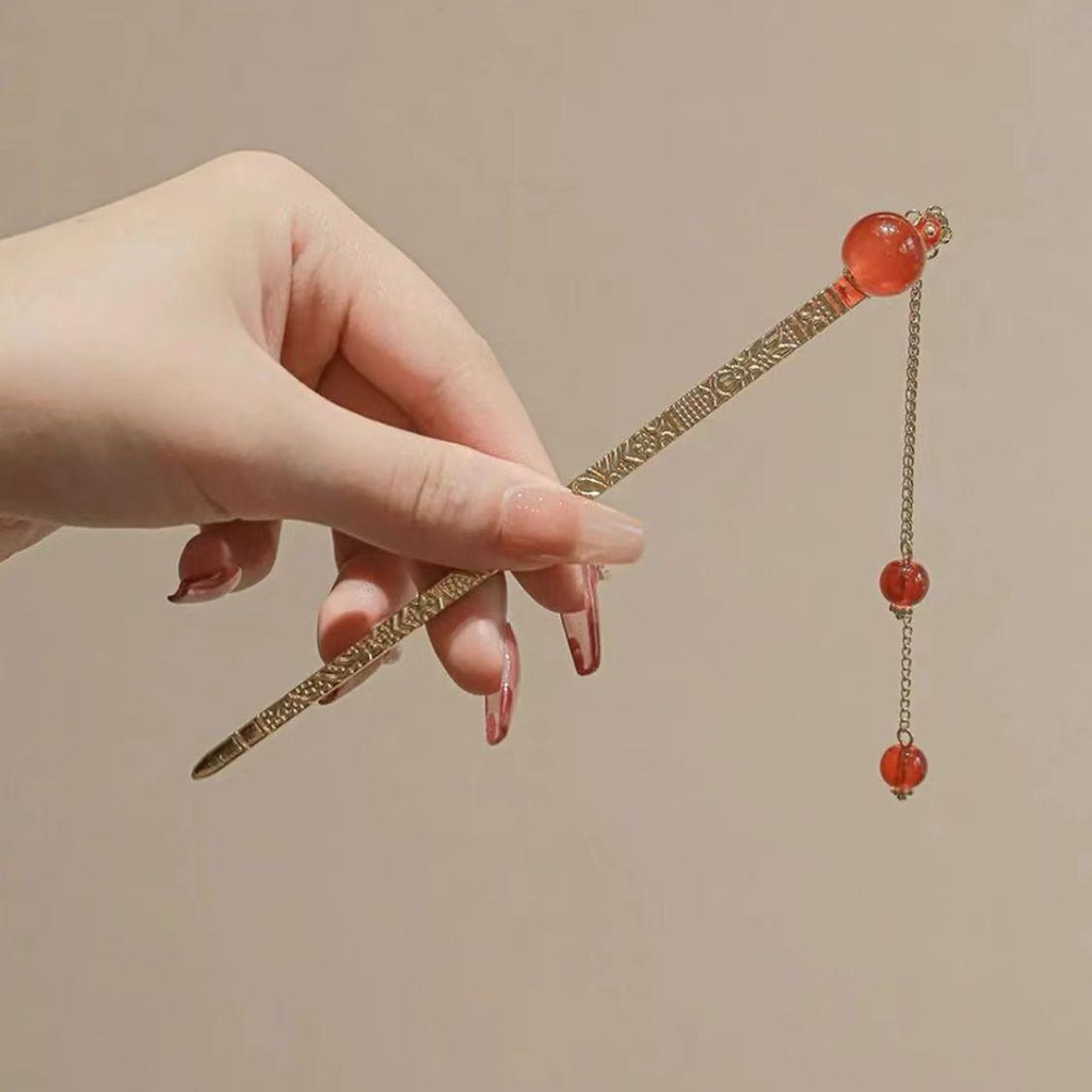 Trâm Cài Tóc Tua Rua Dài Bằng Kim Loại Hình Hoa Phong Cách Hanfu Cổ Điển Sáng Tạo Cho Nữ