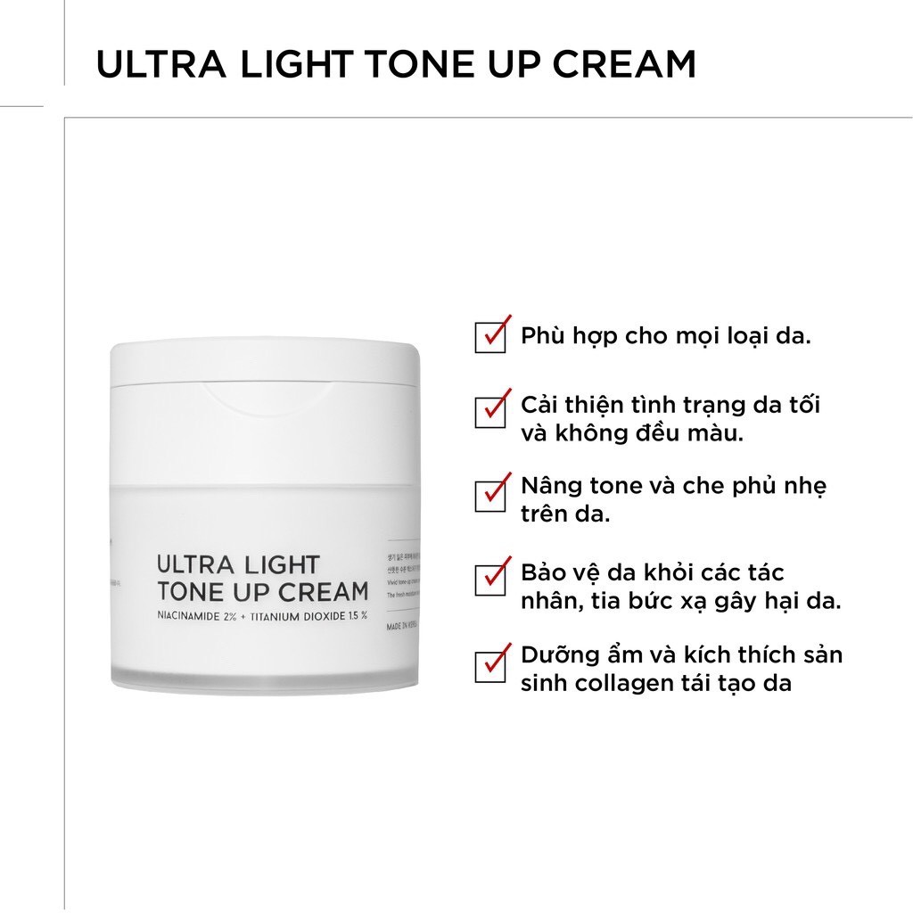 Kem nâng tone và dưỡng da trắng sáng tự nhiên CHUCOS Ultra light tone up cream 50ml