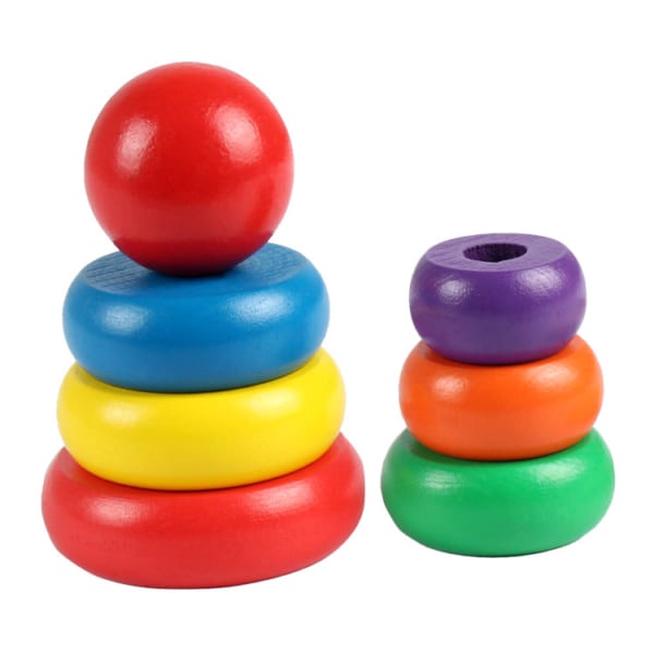 Tháp màu cầu vồng gỗ mini giúp bé nhận biết màu sắc, kích cỡ