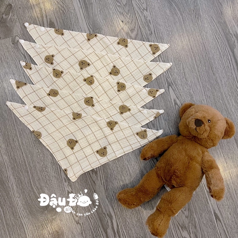 Set 5 Yếm Tam Giác Muslin Sợi Tre 4 Lớp