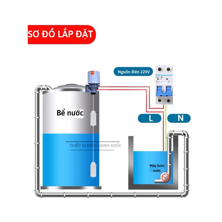 Phao Điện Tự Ngắt Hàng Chuẩn, phao điện bồn nước an toàn bơm nước, bể nước tự động,chống cạn