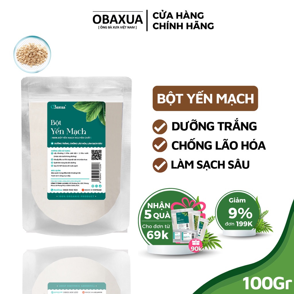 Bột yến mạch xay mịn nguyên chất Organic