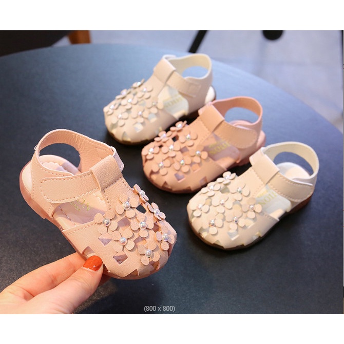 Siêu xinh_ Sandal rọ đính hoa êm mềm bé gái size 15-25