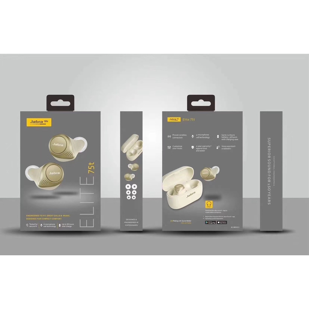 Tai Nghe Nhét Tai Không Dây Jabra-Elite 75T + 4 Mic Chất Lượng Cao