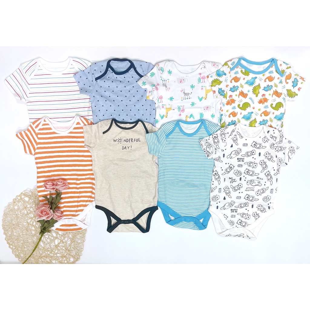 Bodysuit tay ngắn, body chip cộc tay xuất dư chất cotton mềm mịn  cho bé trai bé gái từ 3-24 tháng mẫu ngẫu nhiên
