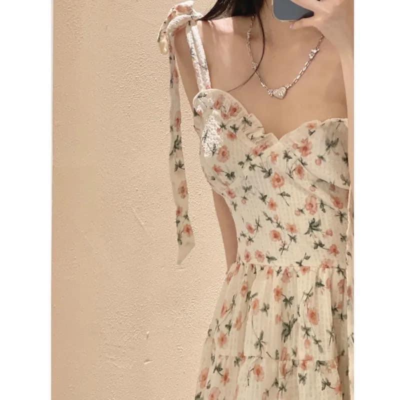 Váy 2 Dây Bản To Hoa Nhí Chất Xốp