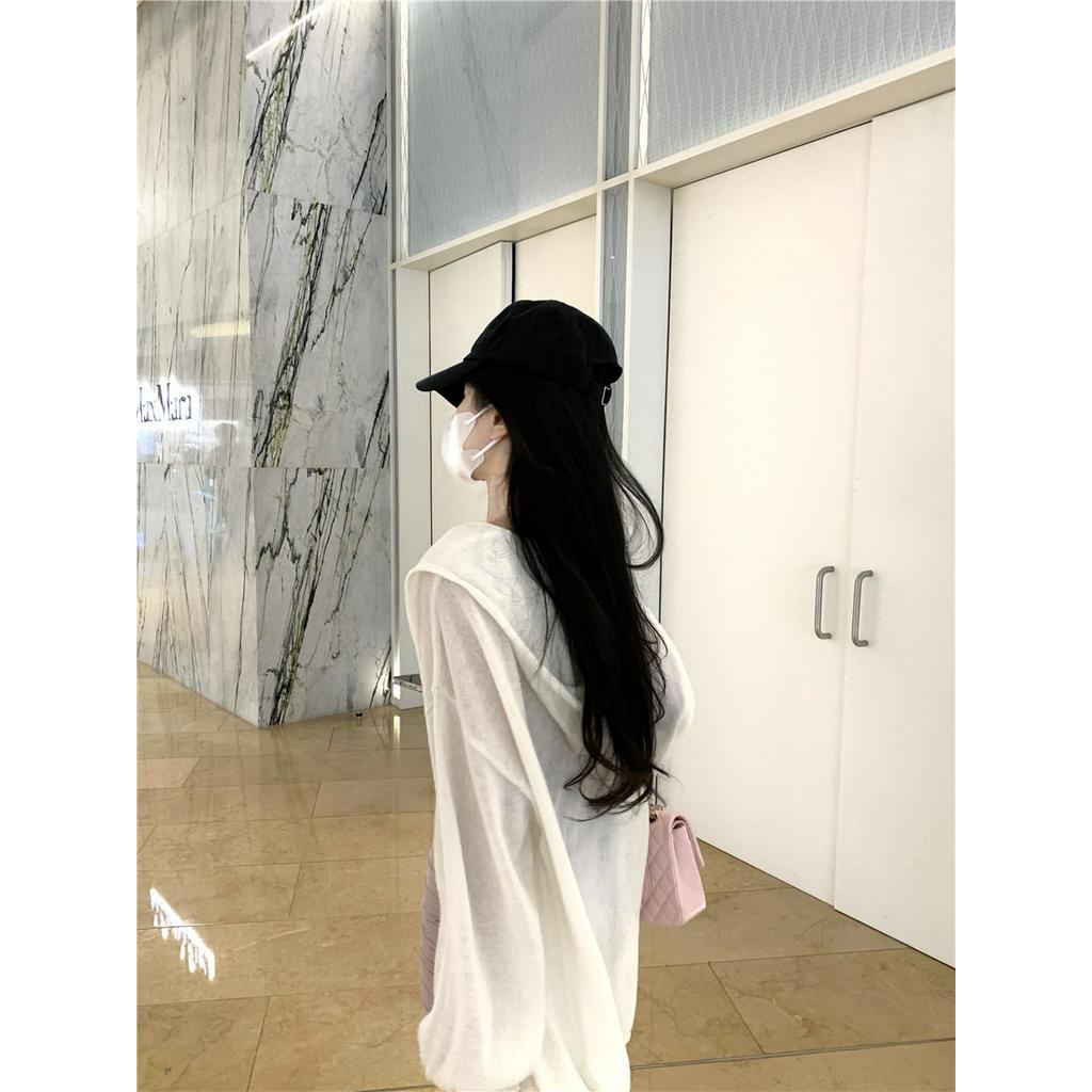 Áo Khoác cardigan Tay Dài Có Mũ Chất Liệu Thân Thiện Với Da Chống Nắng Cao Cấp Thời Trang Mùa Xuân Dành Cho Nữ