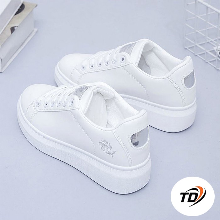GIÀY NỮ ĐỘN ĐẾ 3 PHÂN MÀU TRẮNG HOA HỒNG SIÊU ĐẸP - GIÀY THỂ THAO NỮ ĐỘN ĐẾ G 88