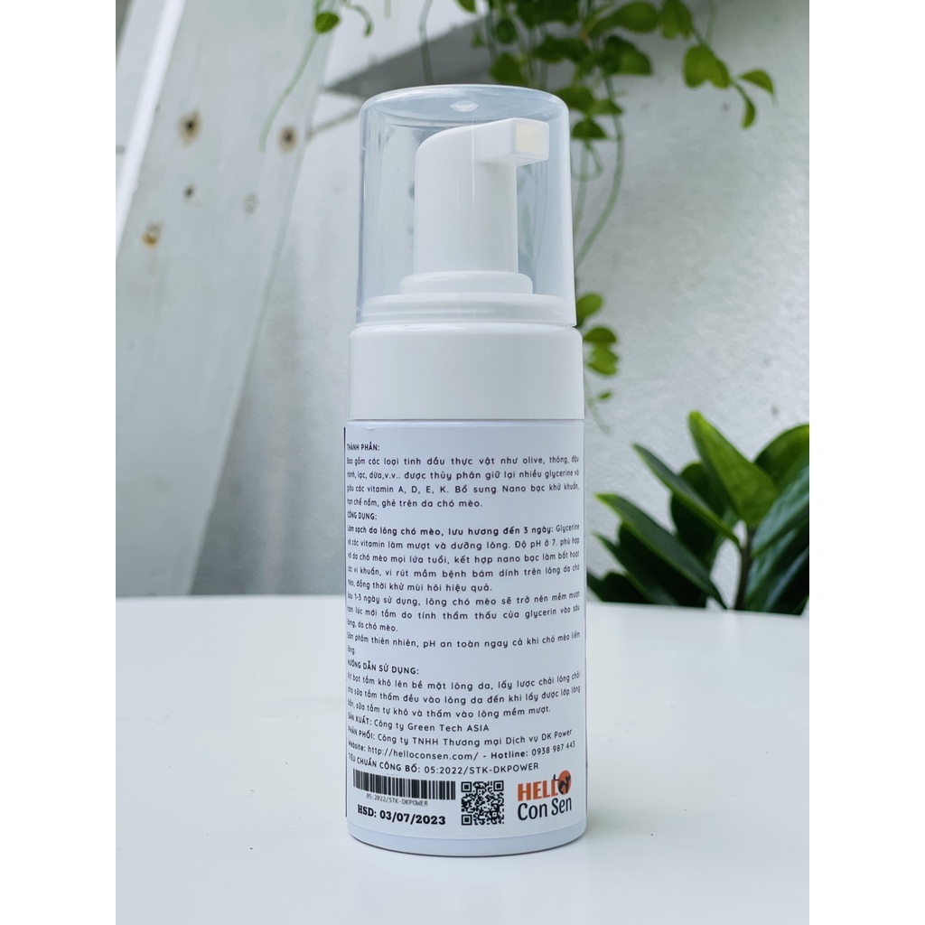 Sữa tắm khô hữu cơ cho chó mèo DKGREEN an toàn cho mọi lứa tuổi - 100ml