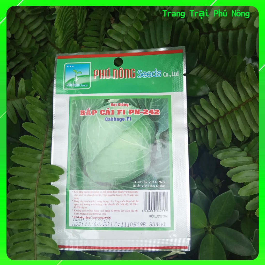 Hạt Giống Bắp Cải Lai F1 PN-242 Phú Nông - Gói 0.3g - Cabbage