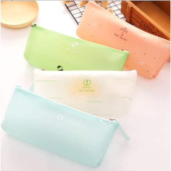 Túi đựng bút , mỹ phẩm tiện ích silicon họa tiết trái cây nhiệt đới siêu xinh TBTC26