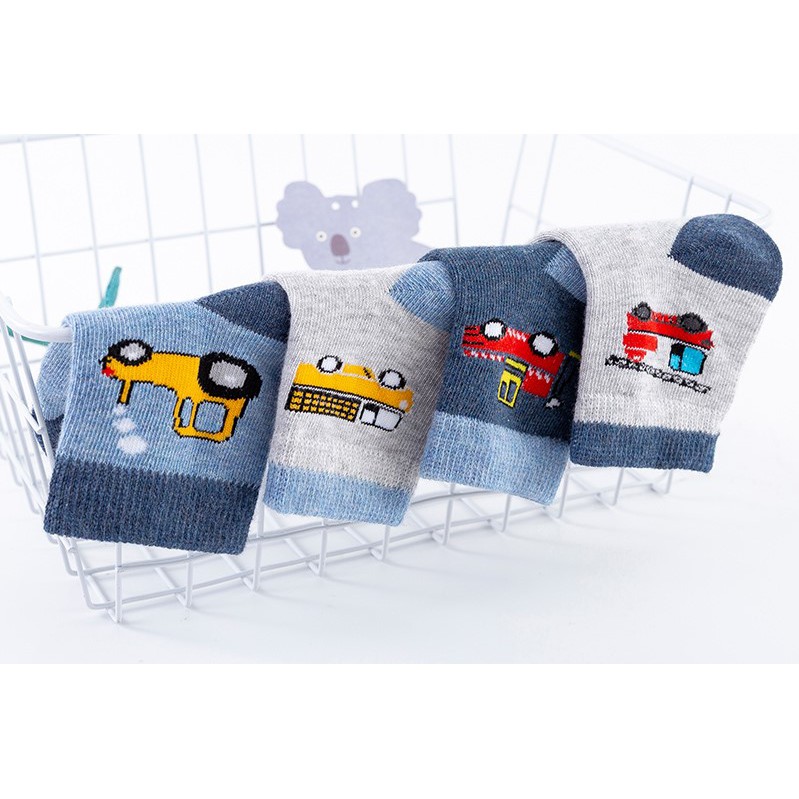 5 đôi tất ô tô cổ cao bé trai size 1-6 tuổi