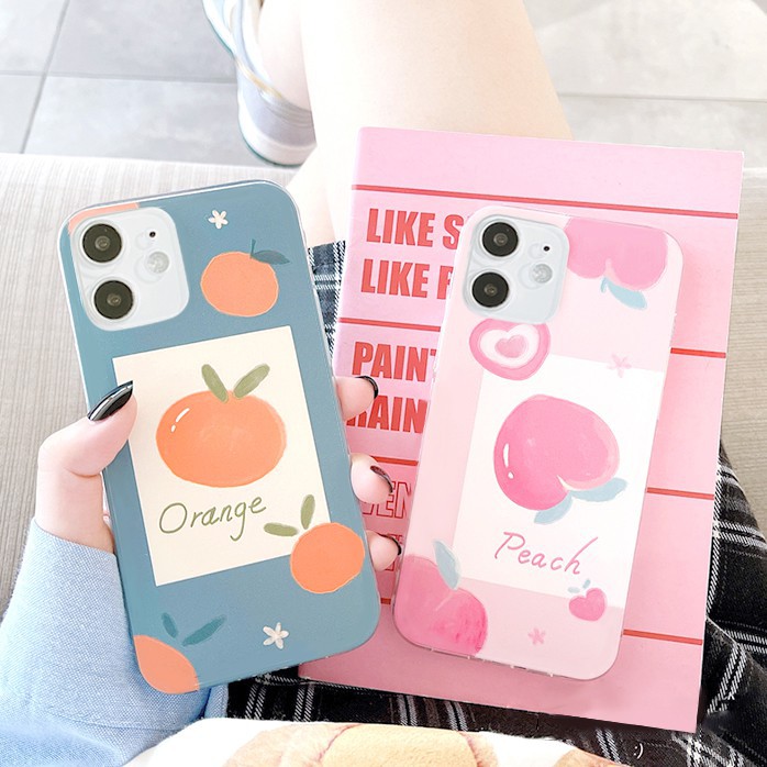 Ốp lưng iphone Cam Đào viền trong chống ố 6/6plus/6s/6splus/7/7plus/8/8plus/x/xr/xs/11/12/pro/max/plus/promax