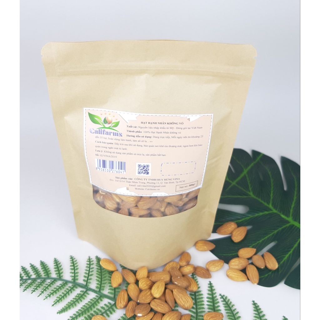 Hạt hạnh nhân Mỹ rang Mộc 500gr không vỏ tự nhiên, không tẩm vị, không chất bảo quản