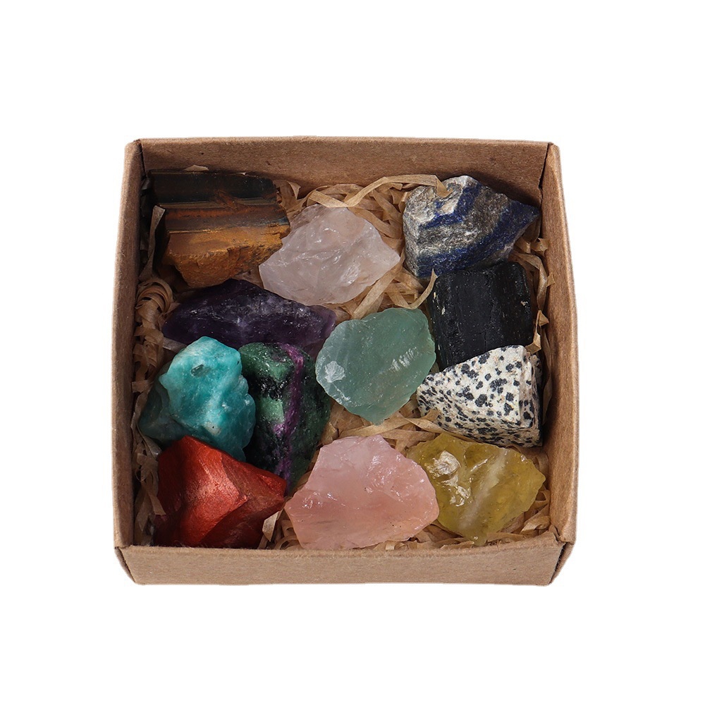 Hộp 12 Đá Thô Thanh Tẩy Chakra Tamilagon Size 2 Cm DA79