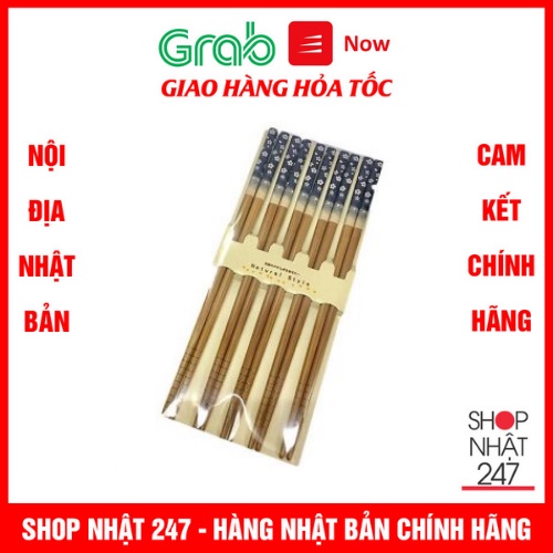 [Hỏa Tốc HN] Set 5 đôi đũa hoa xanh cao cấp nội địa nhật bản