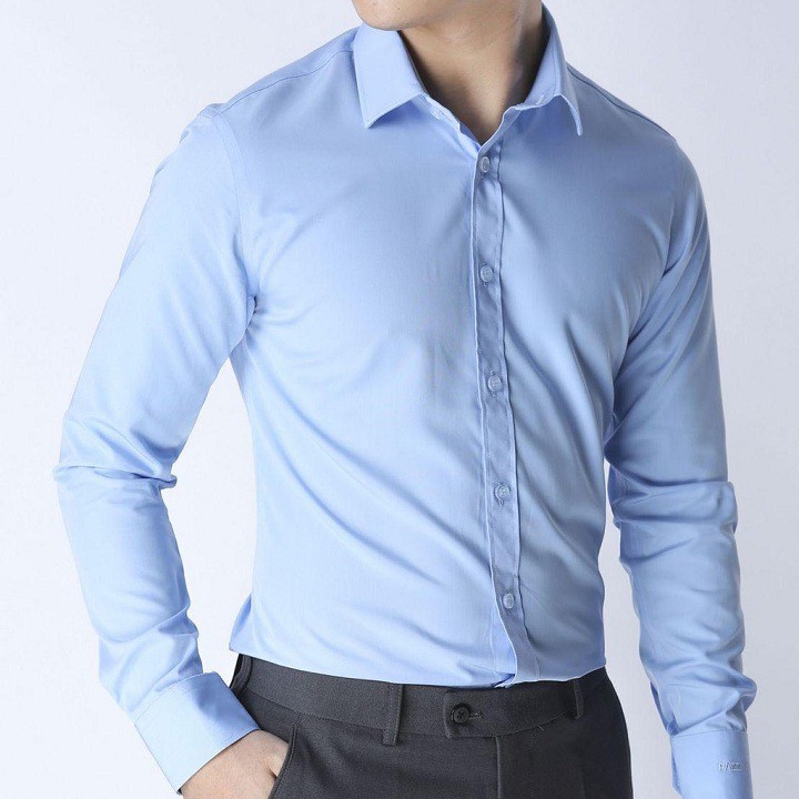 ⏩⏩Áo sơ mi nam trơn dài tay công sở, dáng ôm body Hàn Quốc [VNXK] | BigBuy360 - bigbuy360.vn