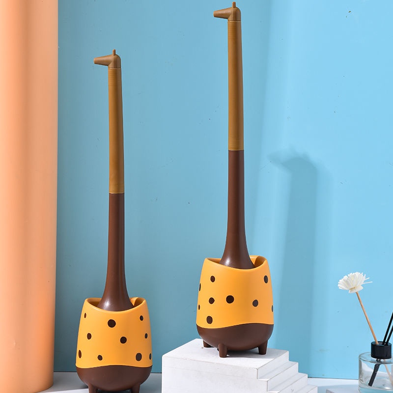 Bộ Cọ Chà Bồn Cầu Tay Cầm Dài Và Đế Mềm Hình Hươu Cao Cổ Dễ Thương