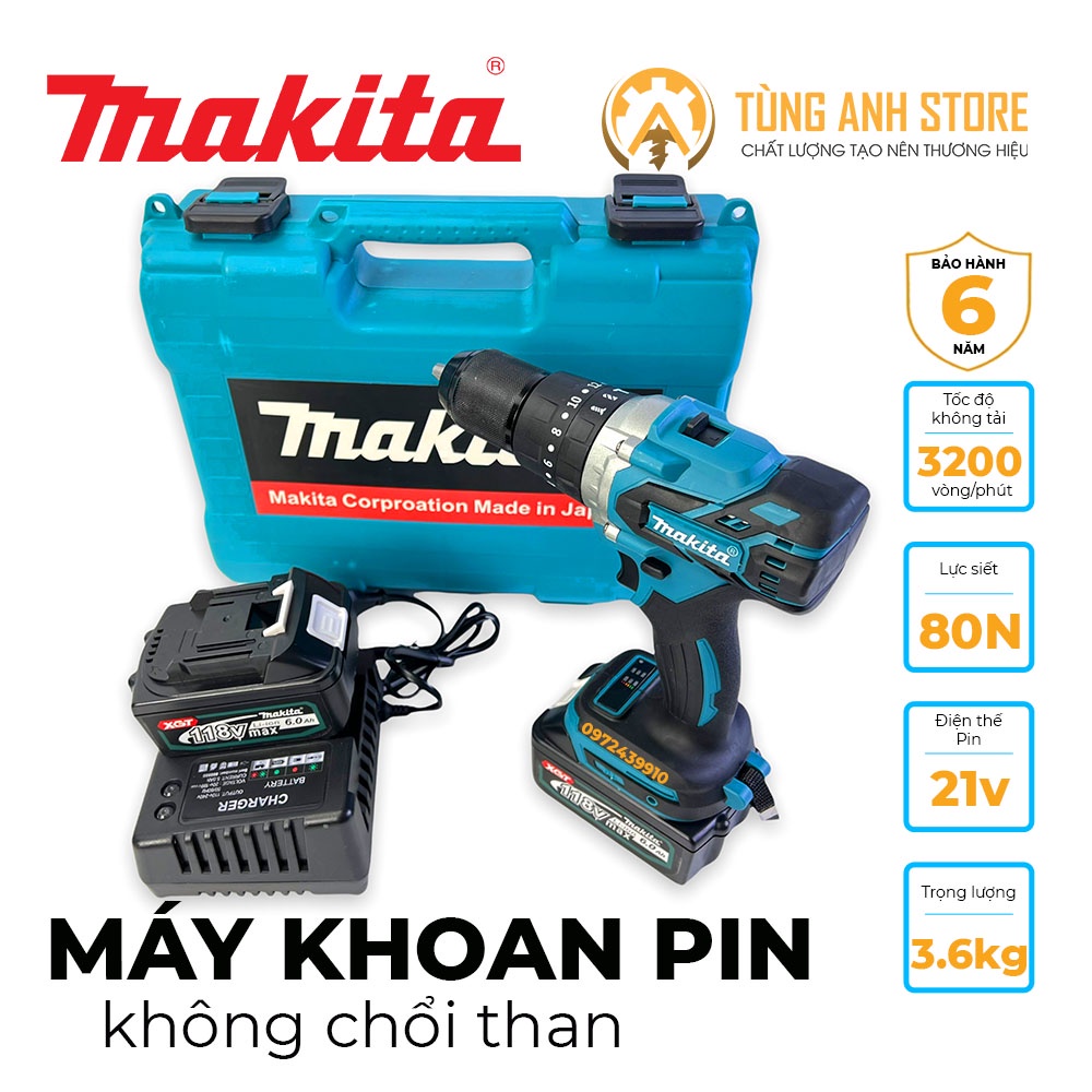 Máy Khoan Pin 3 Chức Năng Không Chổi Than MKT118V