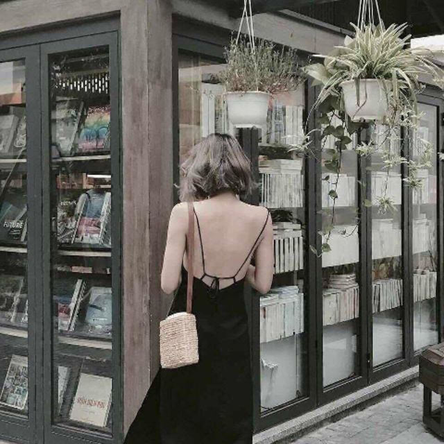 Đầm maxi xẻ tà hở lưng (3 màu)