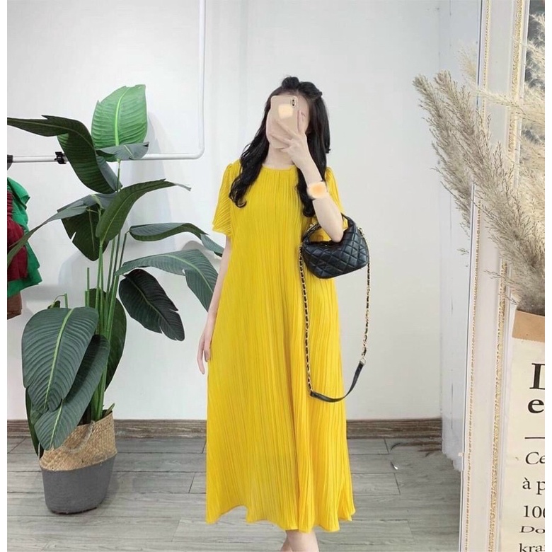 Váy đầm bầu mùa hè cộc tay siêu mát dập ly thiết kế cao câp