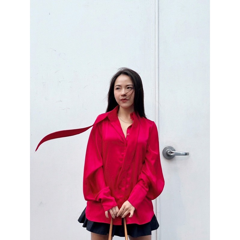 Adley Shirt / Áo sơ mi lụa cổ dây | BigBuy360 - bigbuy360.vn