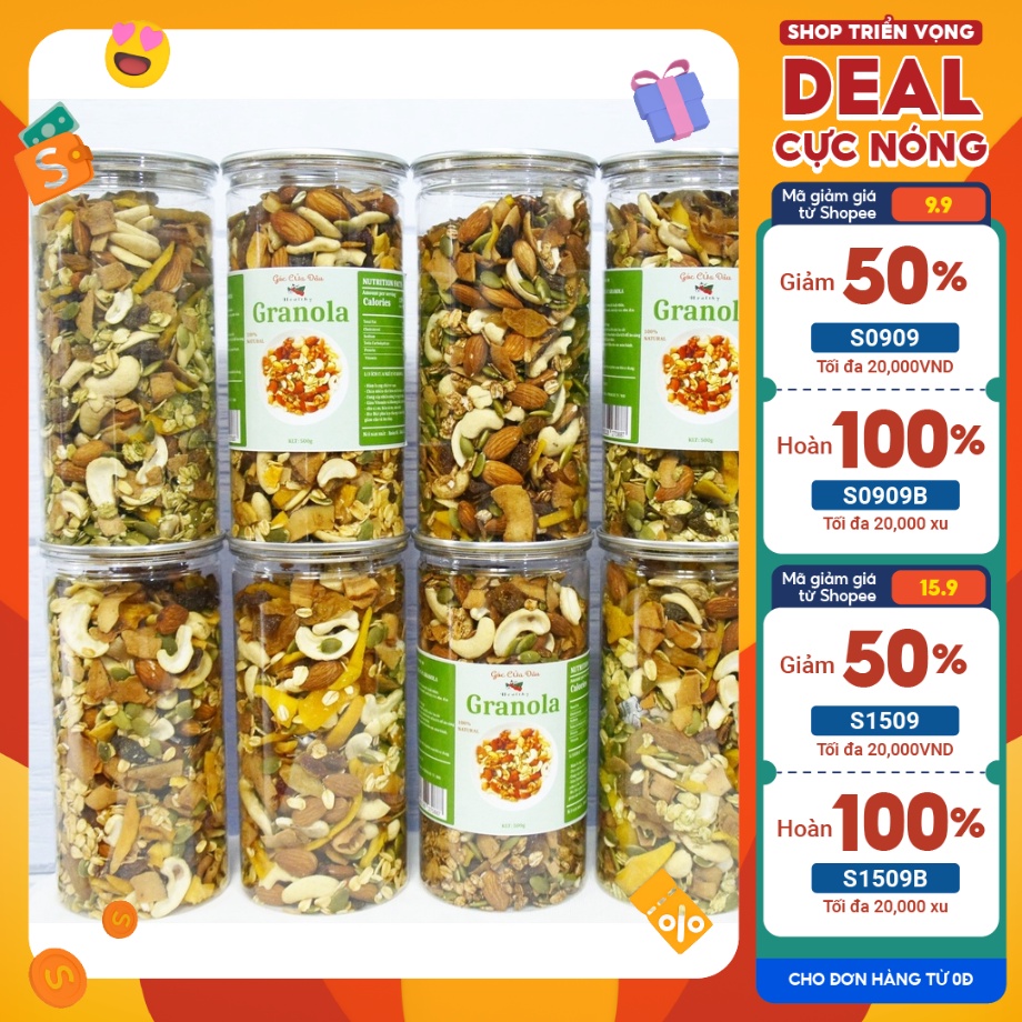 Granola Ăn Kiêng Không Đường (tỉ lệ yến mạch 30%) Hộp 500g