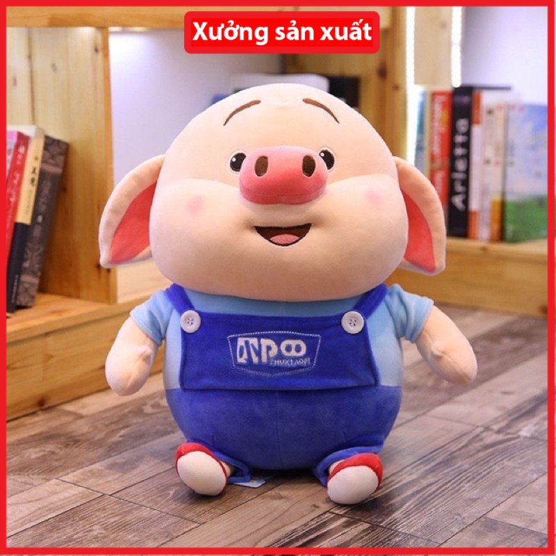 Gấu Bông Heo - Heo Bông Tik Tok Yếm Xanh Béo Ú Xưởng Gấu Hoa Bình