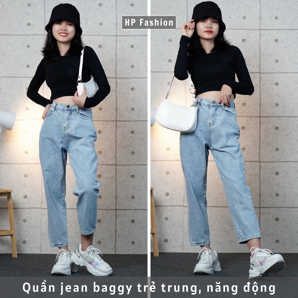 Quần baggy nữ ❤️ Quần jean cạp lưng cao basic chất bò dày dặn trẻ trung - QJ11