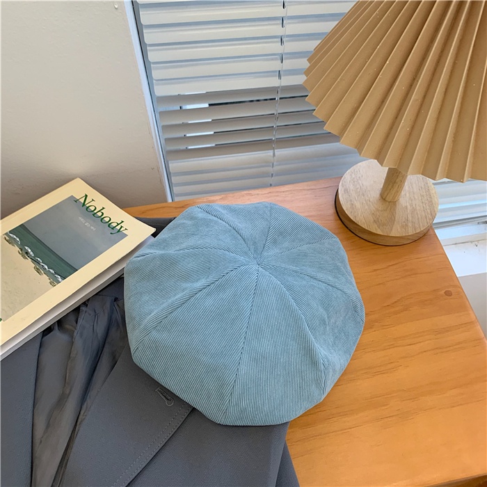 Mũ Beret Nhung Kẻ In Chữ Phong Cách Thời Trang Thu Đông Hàn Quốc
