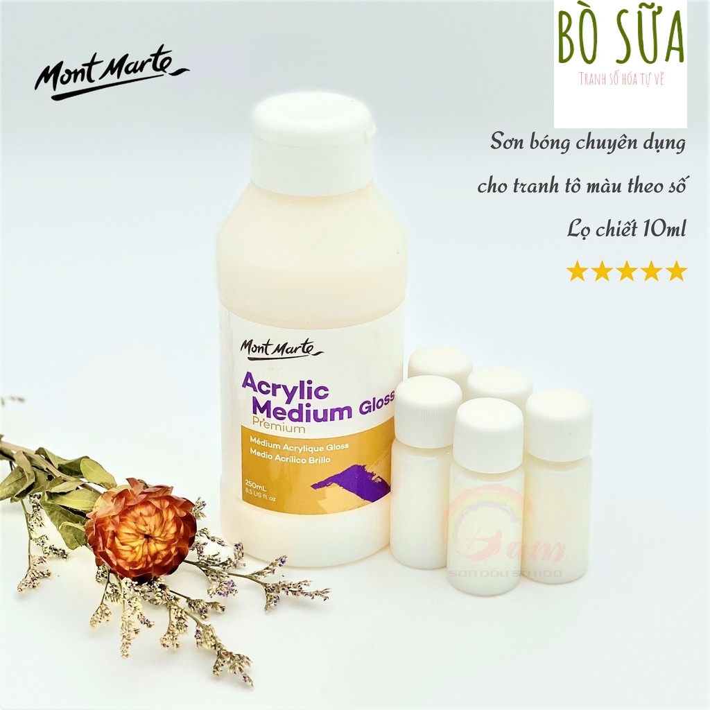 Sơn bóng MONT MARTE chuyên dụng cho tranh sơn dầu số hóa lọ chiết 10ml