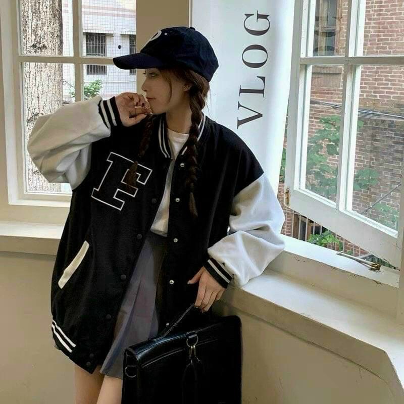 Áo Khoác Varsity Jacket Thêu Chữ Nổi F Bomber Bóng Chày Basic Nam Nữ Form Rộng Local Brand