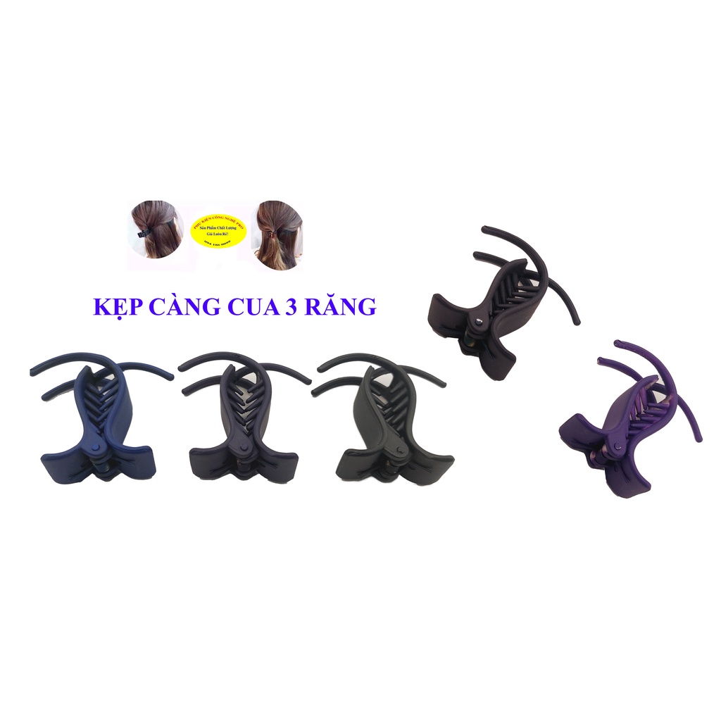 Kẹp càng cua 3 răng Loại 1 Kiểu đầu vuông Chất liệu nhựa nhám. Giúp cặp tóc, Búi tóc gọn gàng, dễ thương, thời trang