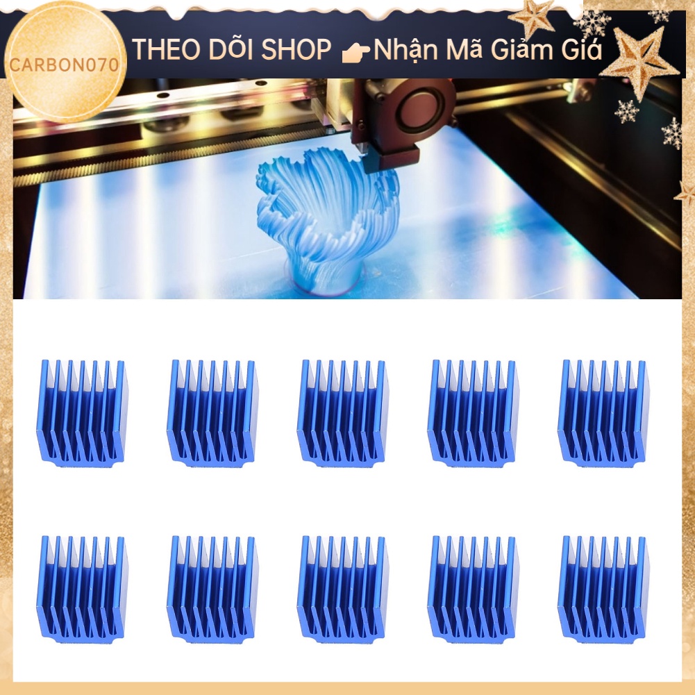 Hàng Sẵn 10pcs tản nhiệt Mini Cooler với băng dính dẫn nhiệt cho TMC 2100/2208 LV8729 Trình điều khiển động cơ bước Set 10 Tấm Nhôm Tản Nhiệt Cao Cấp Cho Máy In 3d【Carbon070】