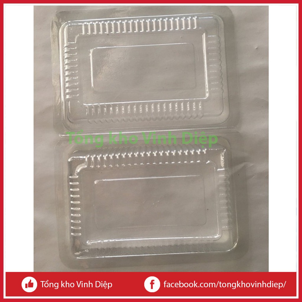 Combo 100 hộp nhựa hình chữ nhật nhỏ dùng 1 lần đựng bánh đồ ăn - H21