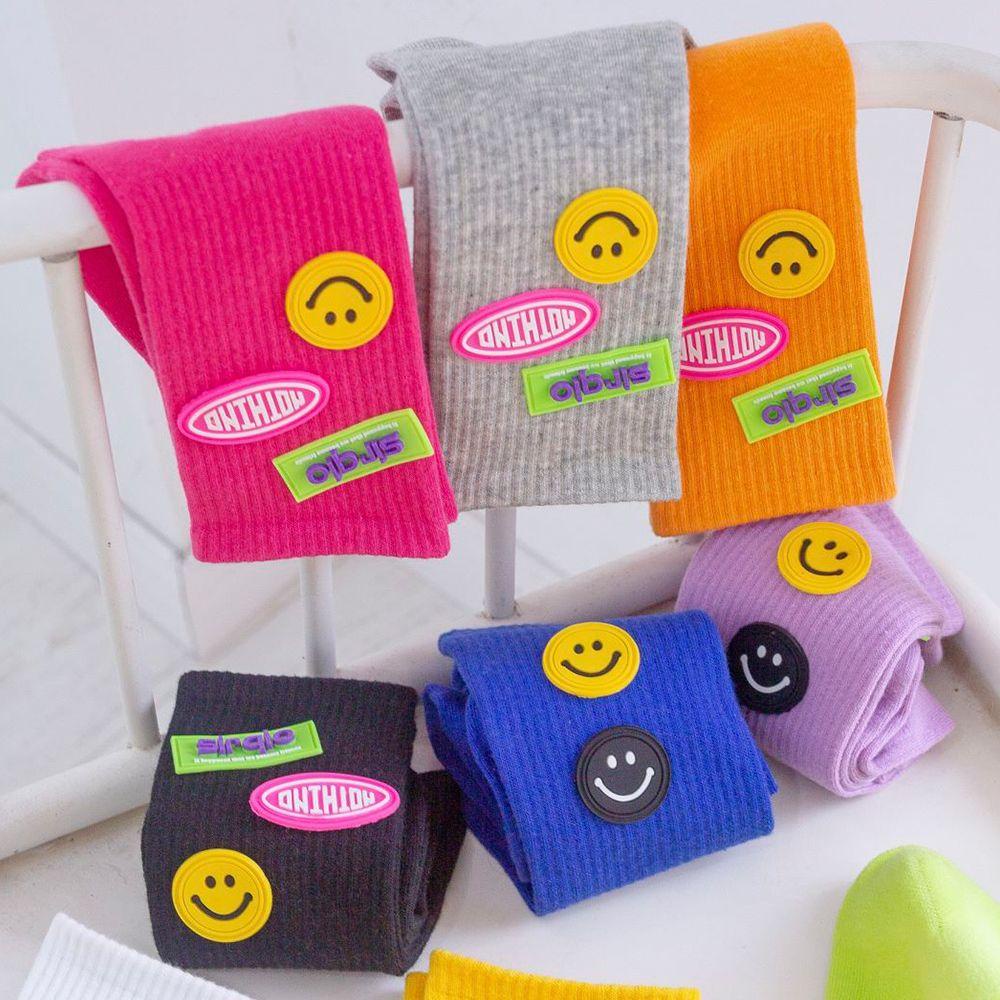 Vớ Cotton Cổ Trung Màu Trơn In Họa Tiết Mặt Cười Và Chữ Thời Trang Cho Nữ