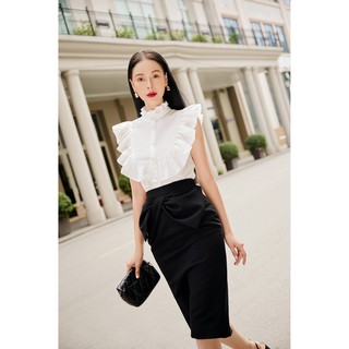 Sơ mi cotton lụa gile cổ bèo -hbsm903