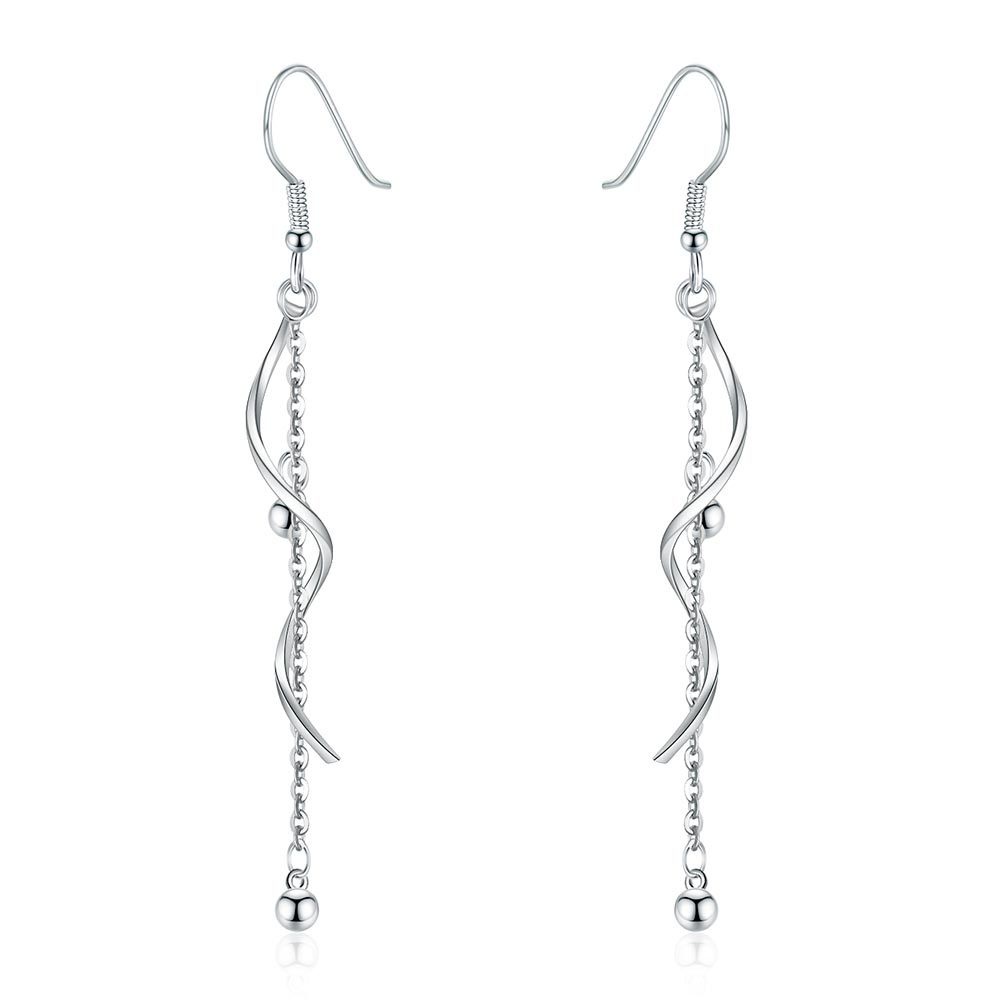 AIFEI♥ Silver 925 Original Wave Qu Mei Earrings Women's Exaggerated Tassel Chain Mid-Length Stud Earrings Ear Hooks Earrings-S1